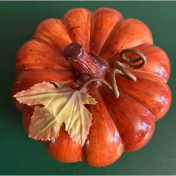 Fall Decor Wobble Spring Neck Metal Turkey and Ceramic Pumpkin - Picture 5 of 8